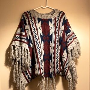 Unisex Aztec Style Pancho